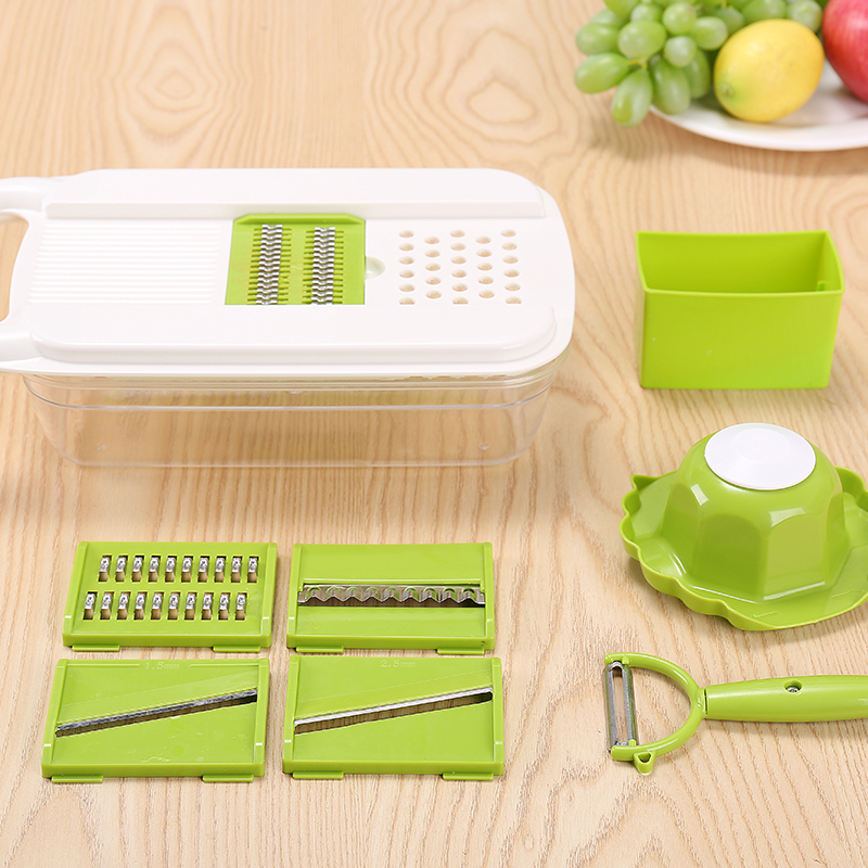 Safety multifunction 8 in 1 kitchen grater slicer