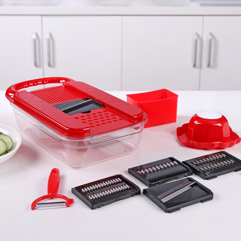 Safety multifunction 9 in 1 kitchen grater slicer